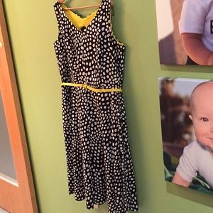Flattering polka dot dress with belt